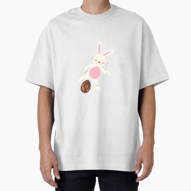 Soccer Rabbit Easter Egg Kick Oversized T-Shirt 