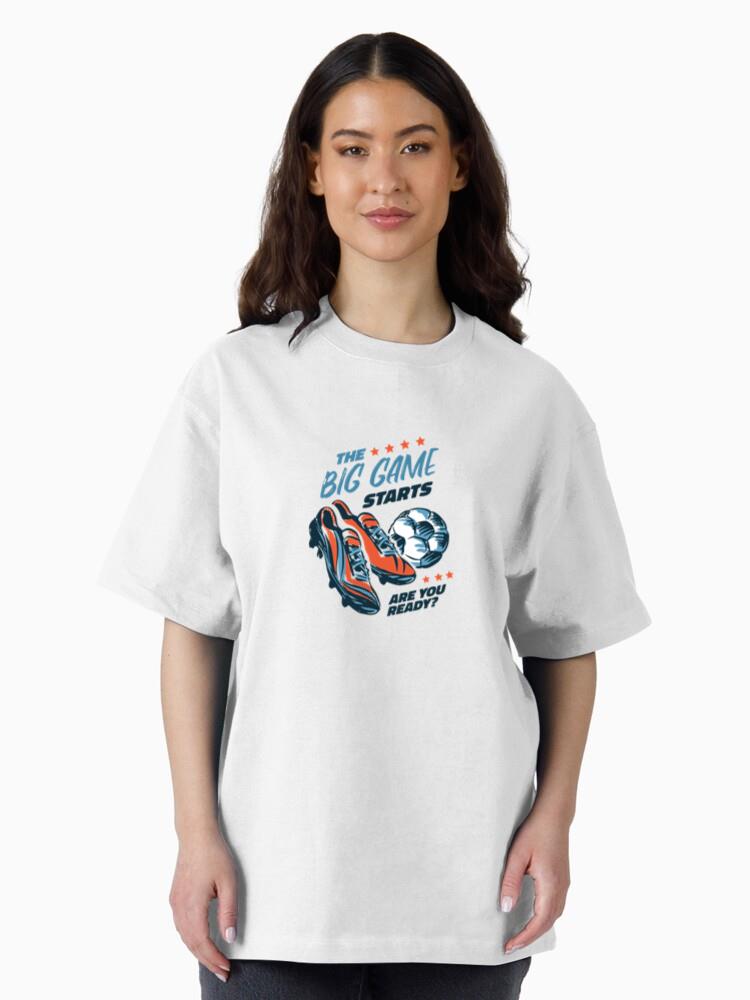 Soccer Shoes And Ball Badge Hand Drawn Oversized T-Shirt - Image 3