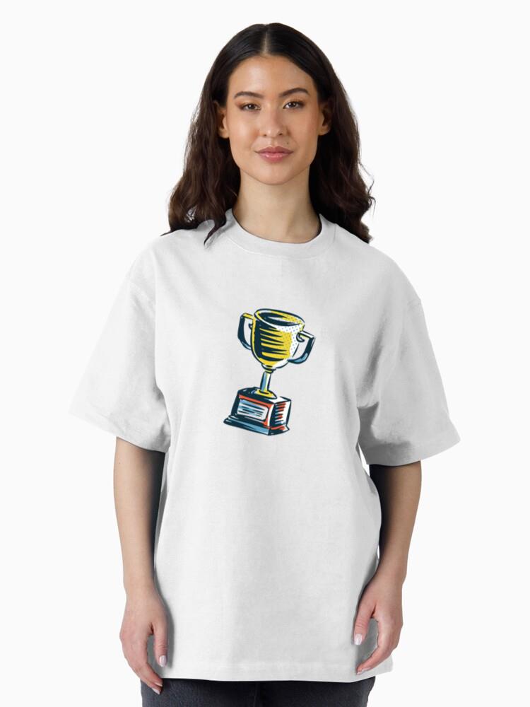 Sports Trophy Cup Hand Drawn Oversized T-Shirt - Image 3