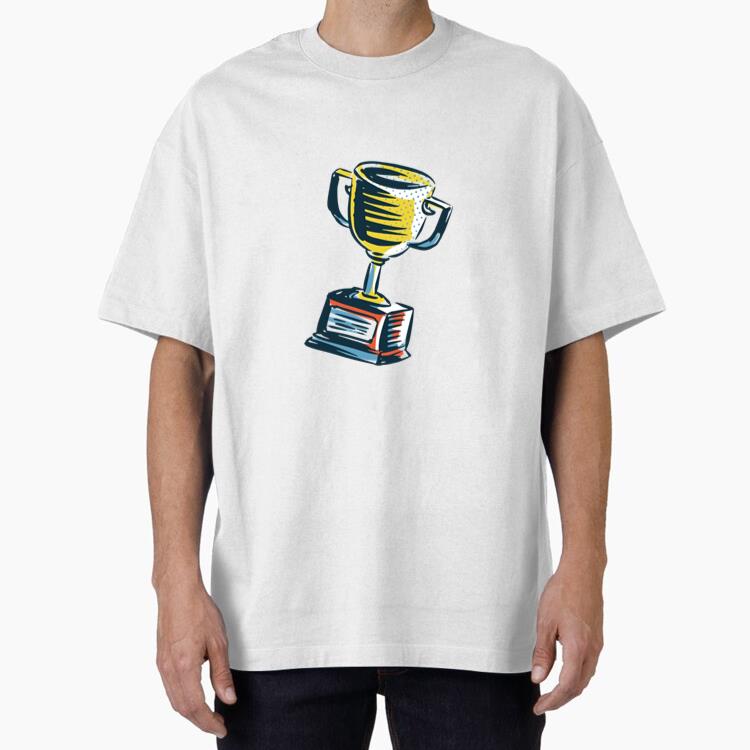 Sports Trophy Cup Hand Drawn Oversized T-Shirt 