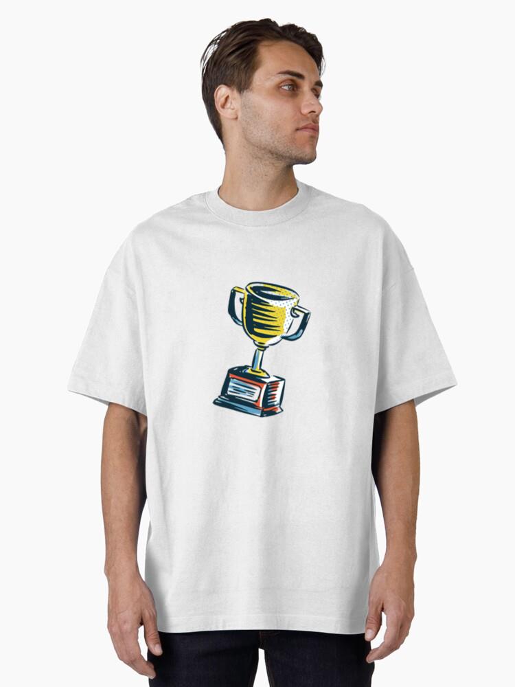 Sports Trophy Cup Hand Drawn Oversized T-Shirt - Image 2