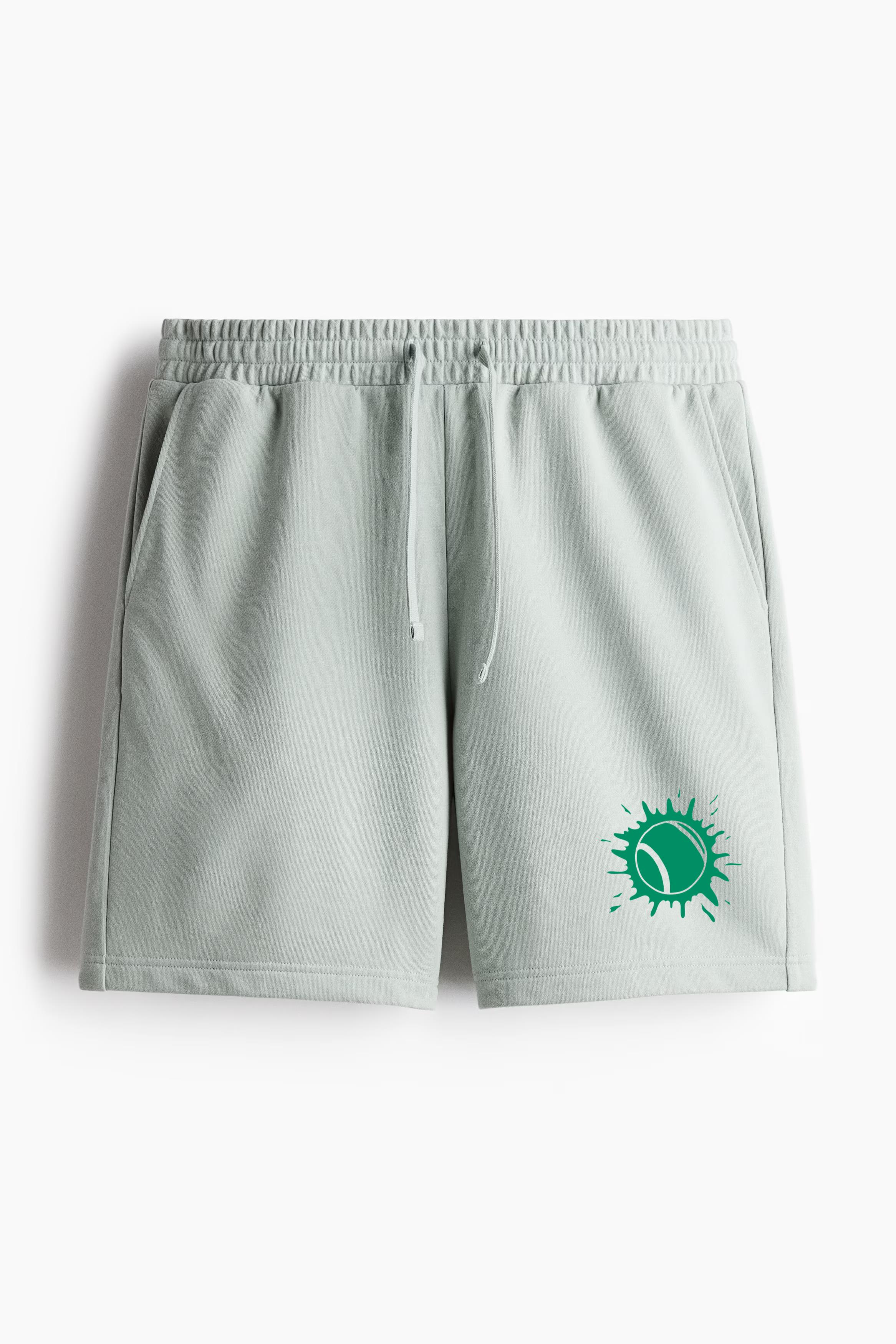 Tennis Ball Cut Out Doodle On Green Paint Splatter Relaxed-Fit Shorts