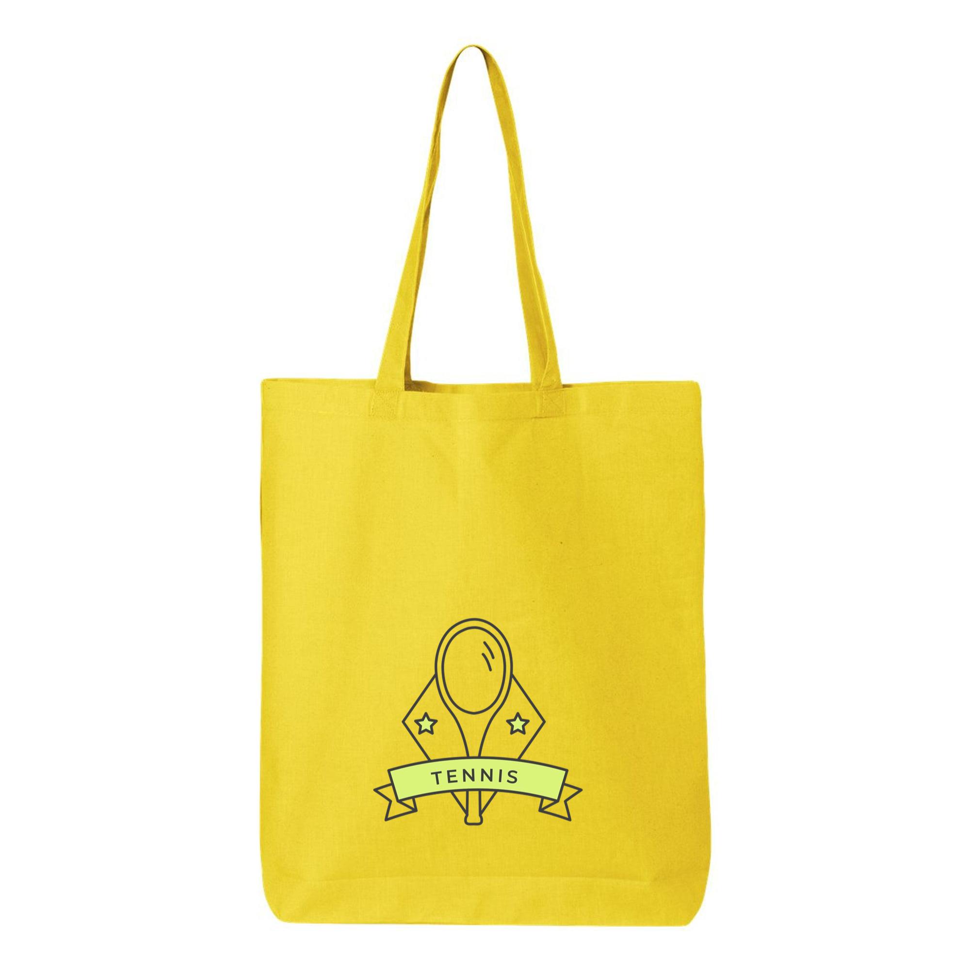 Tennis Racket Star Colored Badge Sticker Canvas Tote Bag - Image 4