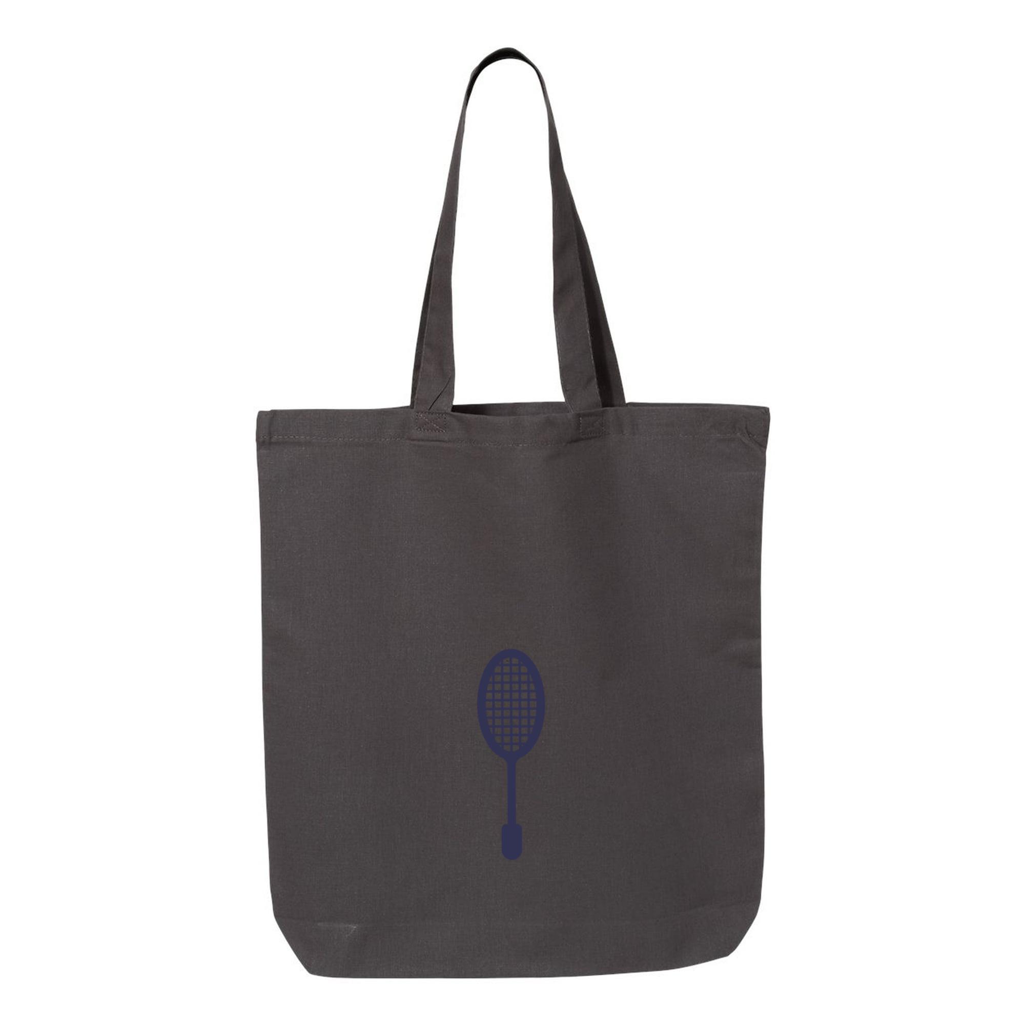 Tennis Racquet Silhouette Canvas Tote Bag - Image 3