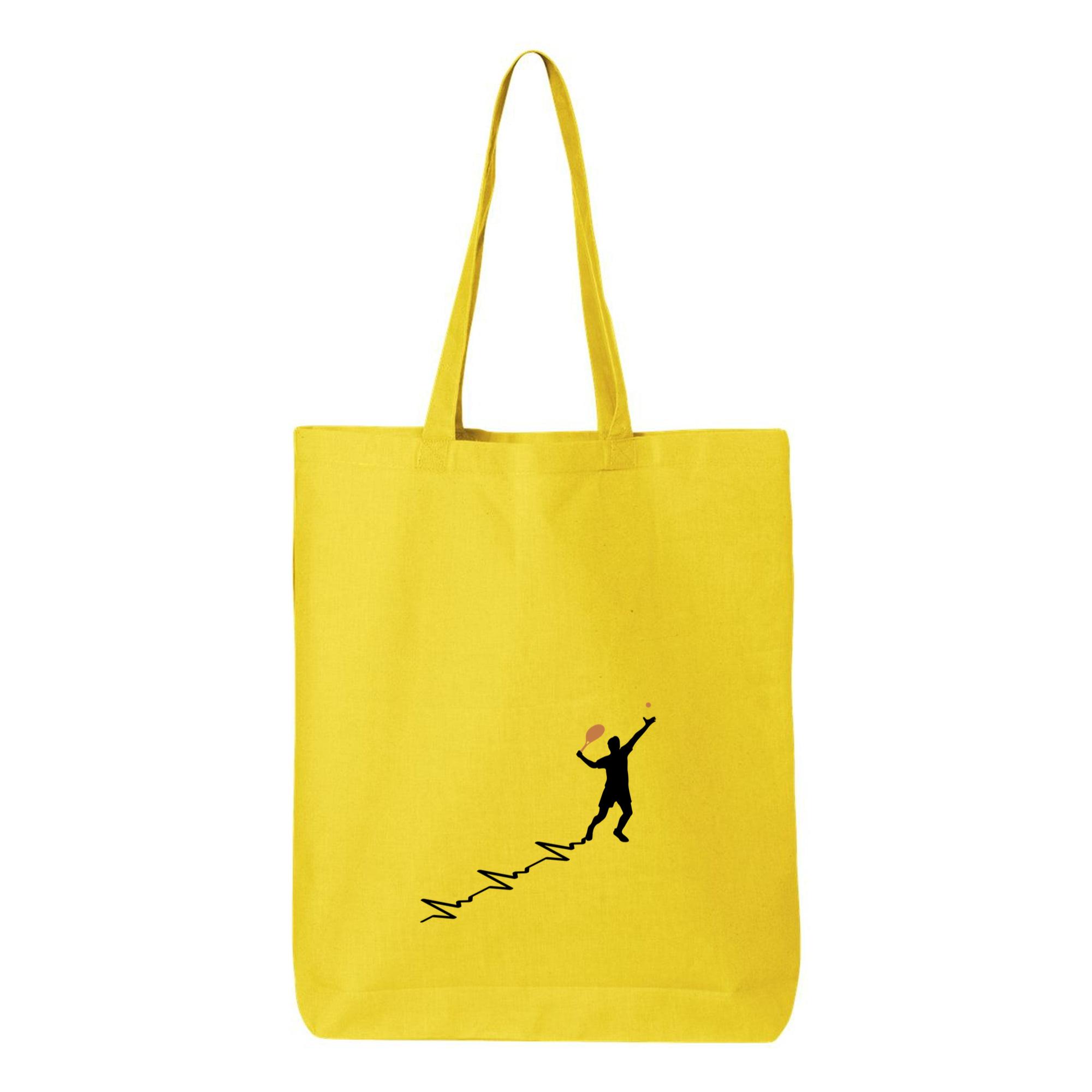 Tennis Sport Heartbeat Silhouette Canvas Tote Bag - Image 4
