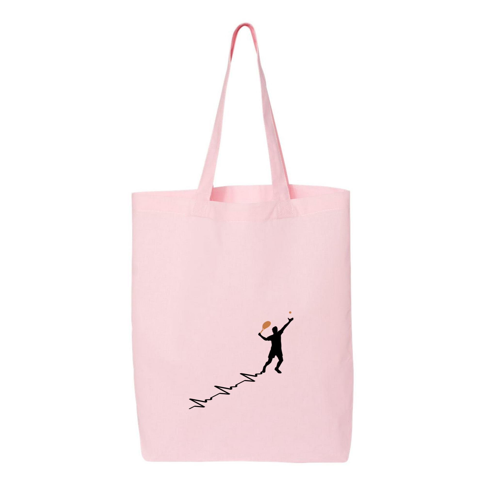 Tennis Sport Heartbeat Silhouette Canvas Tote Bag - Image 2