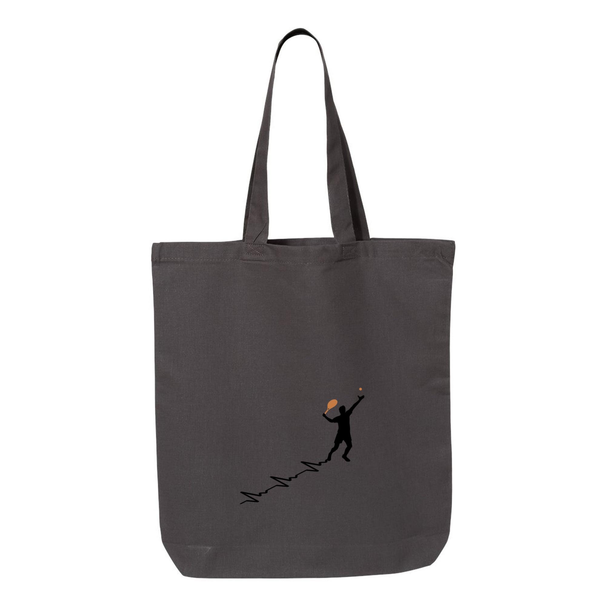 Tennis Sport Heartbeat Silhouette Canvas Tote Bag - Image 3