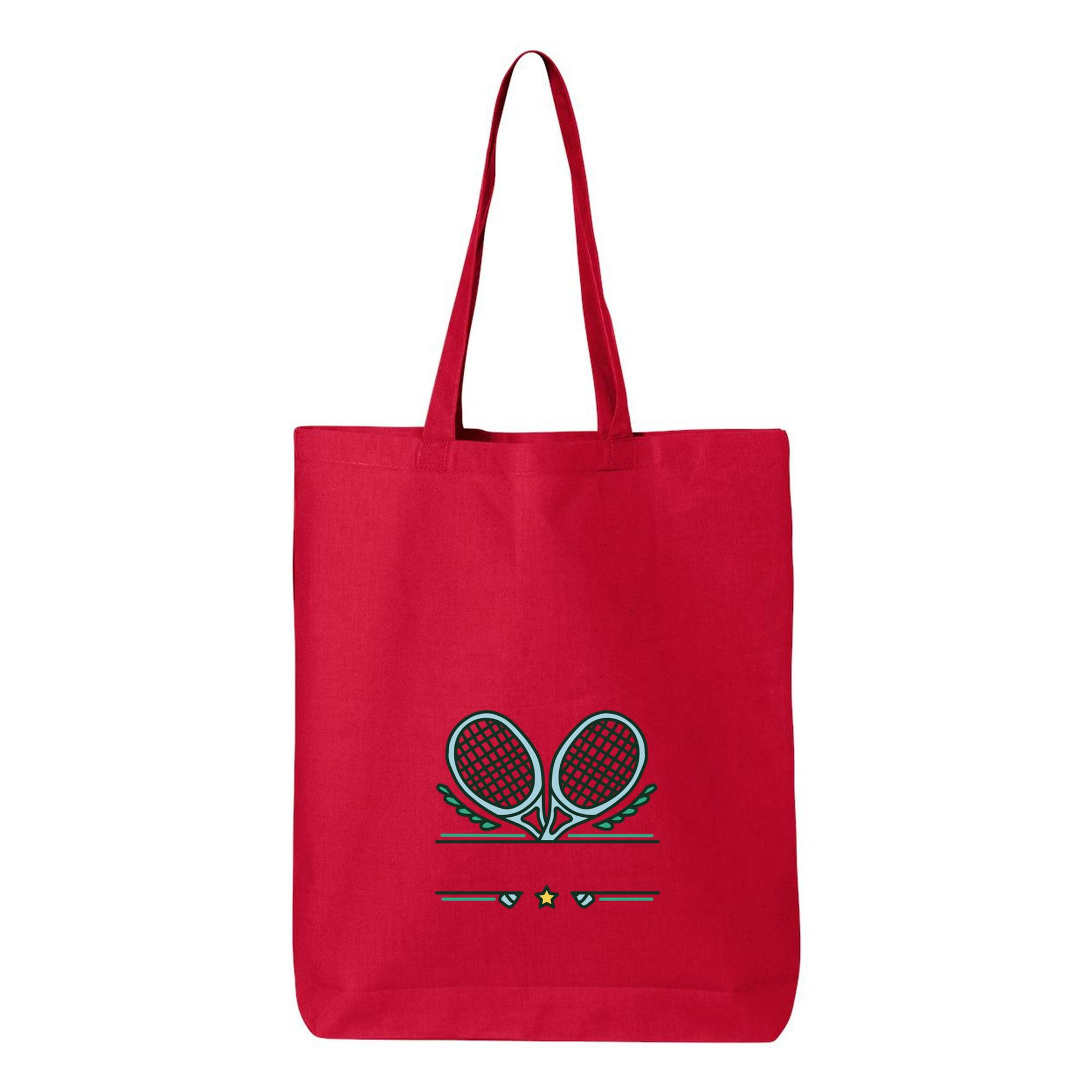 Two Tennis Rackets Label Canvas Tote Bag 