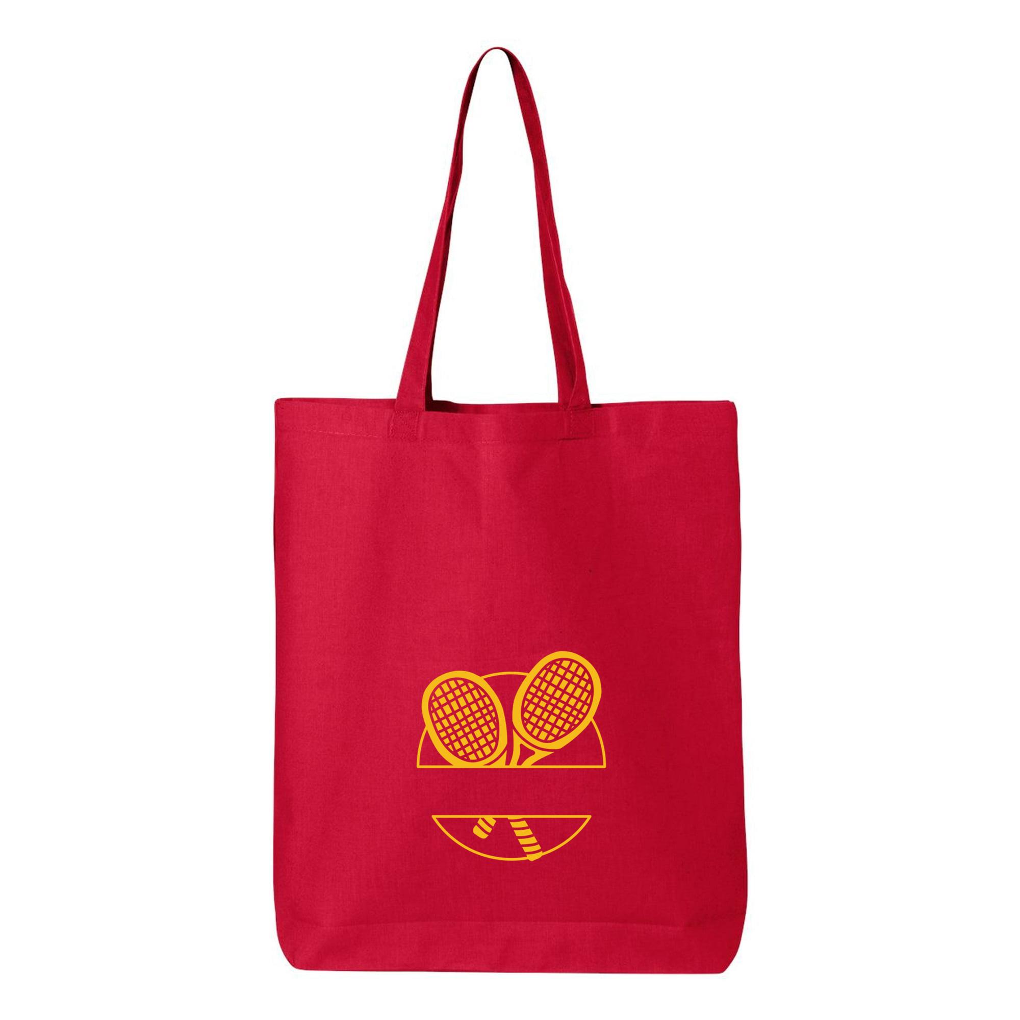 Two Yellow Tennis Rackets Badge Canvas Tote Bag 