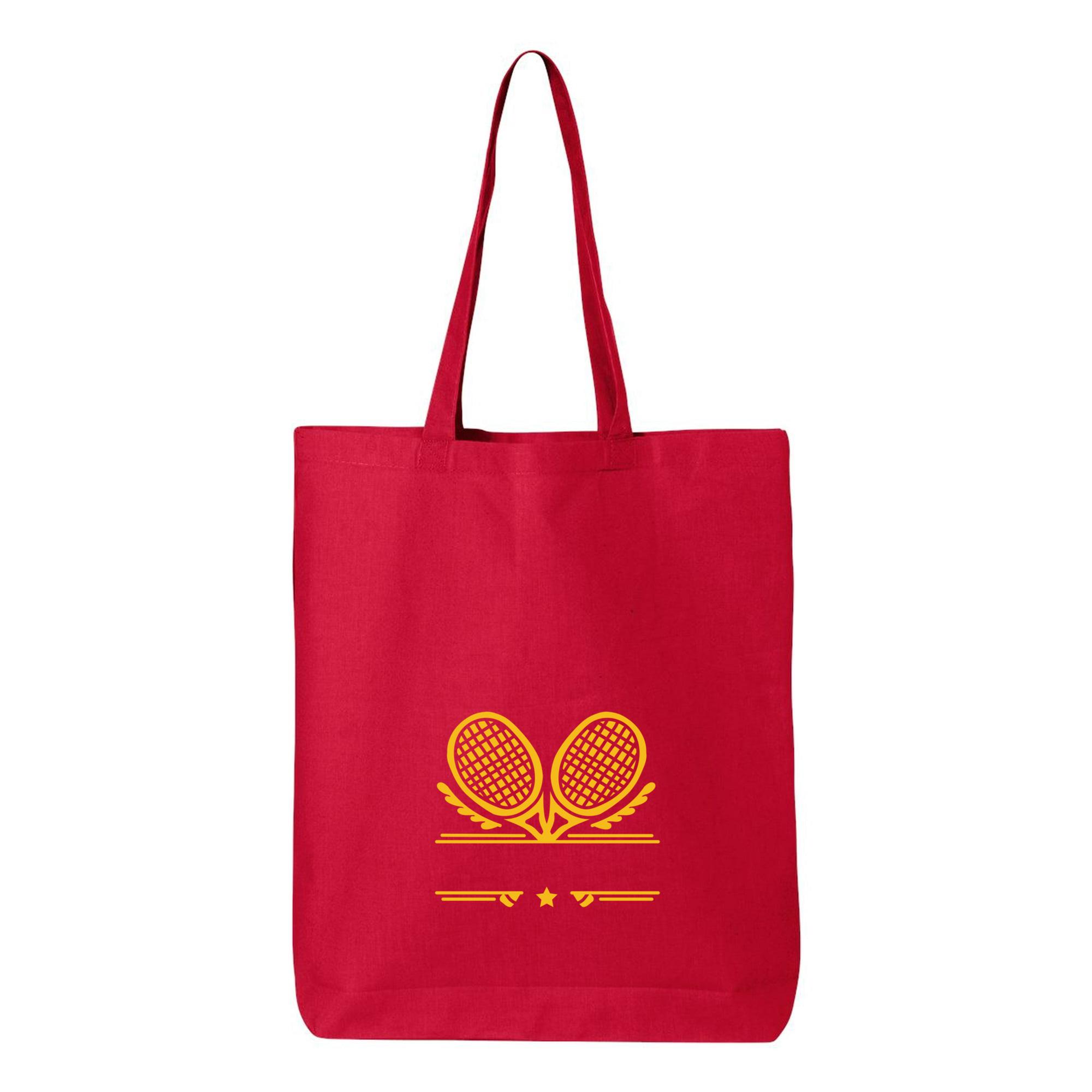 Two Yellow Tennis Rackets Label Canvas Tote Bag 