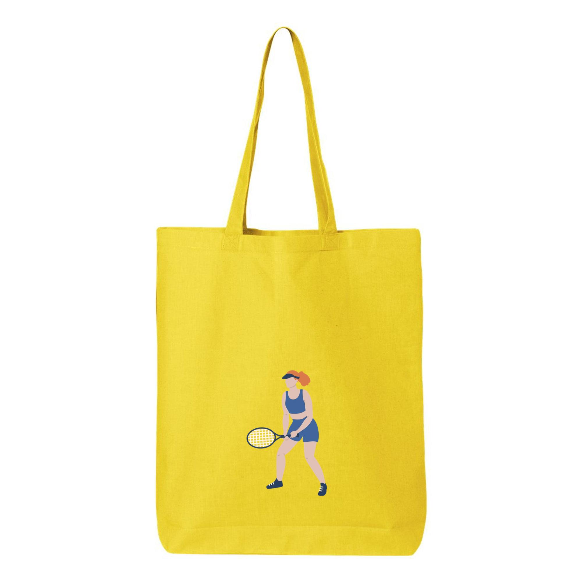 Woman Is Playing Tennis With A Racquet Canvas Tote Bag - Image 4
