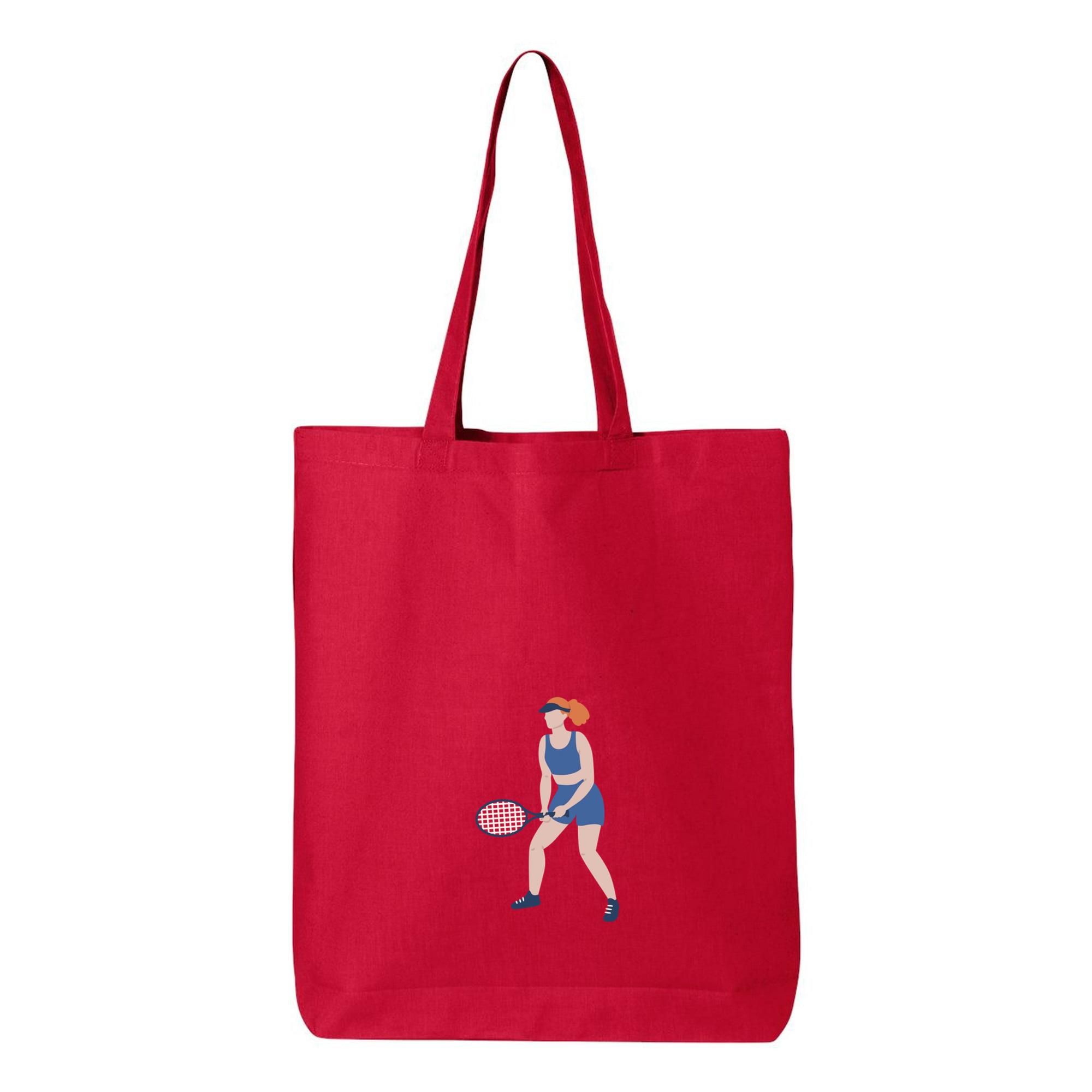 Woman Is Playing Tennis With A Racquet Canvas Tote Bag 