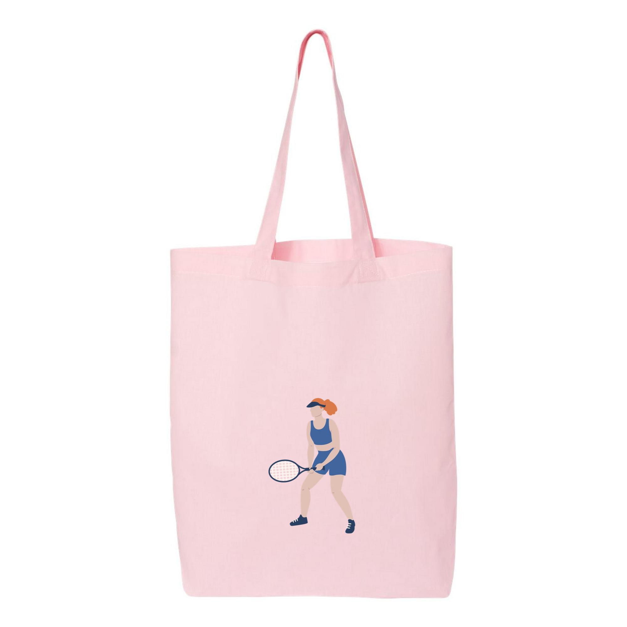 Woman Is Playing Tennis With A Racquet Canvas Tote Bag - Image 2