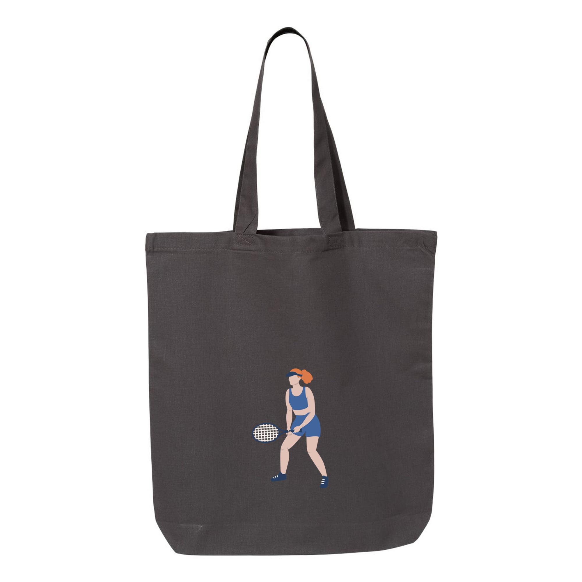 Woman Is Playing Tennis With A Racquet Canvas Tote Bag - Image 3