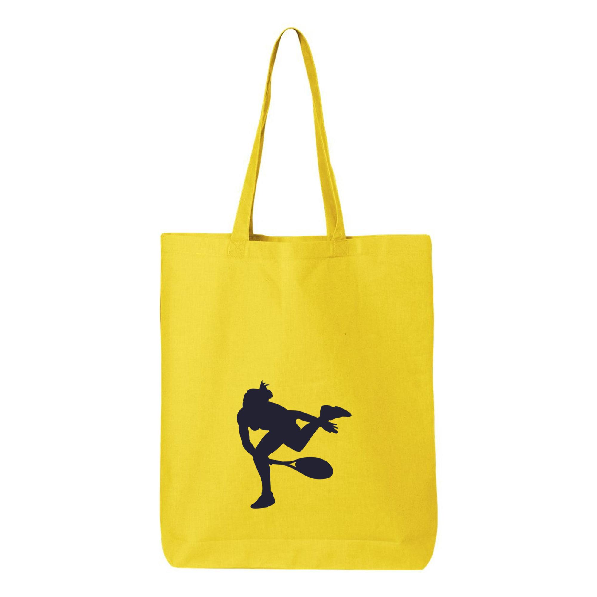 Woman Playing Tennis Silhouette Canvas Tote Bag - Image 4