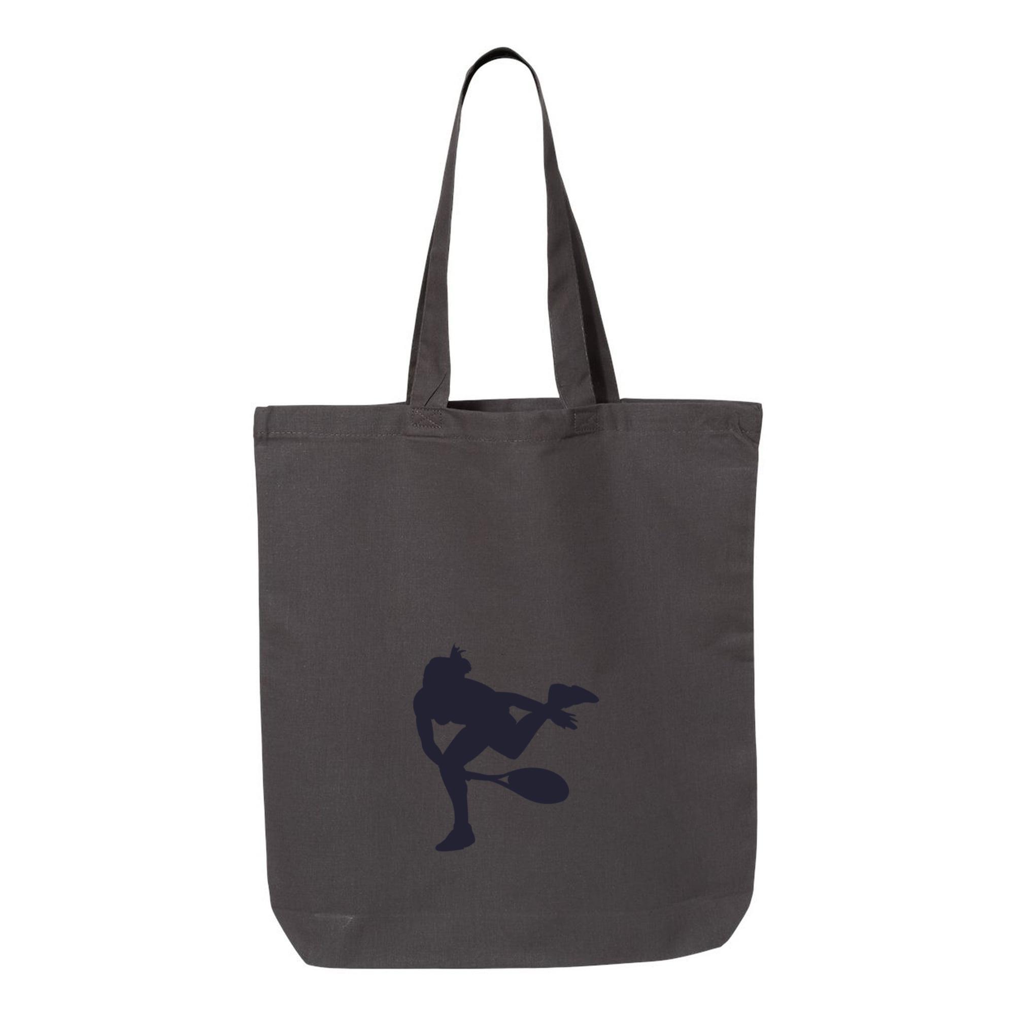 Woman Playing Tennis Silhouette Canvas Tote Bag - Image 3