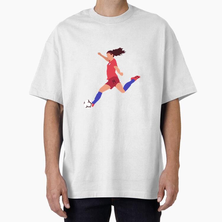Woman Soccer Player Kicking Football Flat Oversized T-Shirt 
