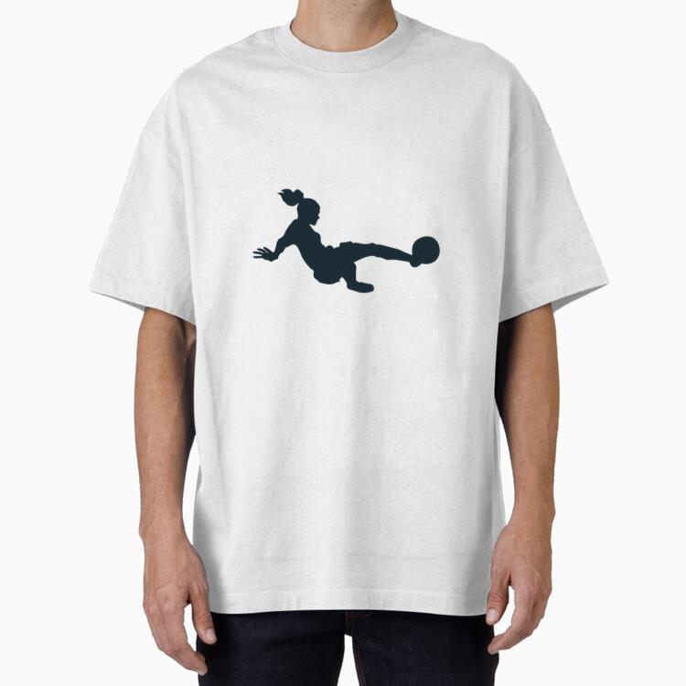 Woman Soccer Player Tackling Silhouette Oversized T-Shirt 