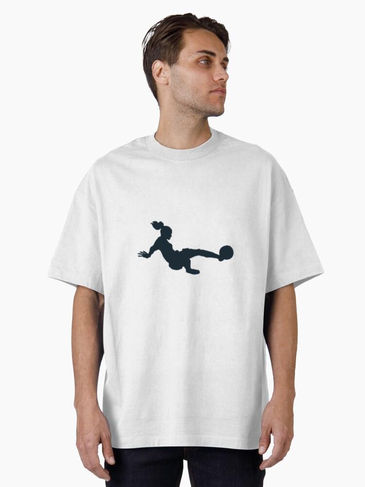 Woman Soccer Player Tackling Silhouette Oversized T-Shirt - Image 2