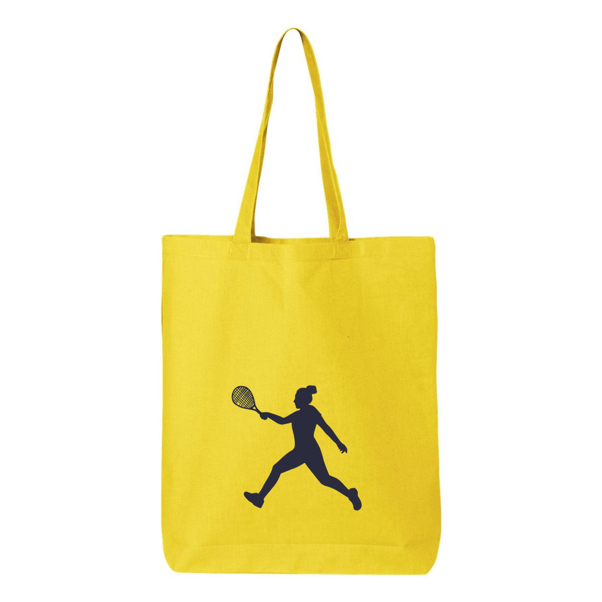 Woman Tennis Player Running Silhouette Canvas Tote Bag - Image 4