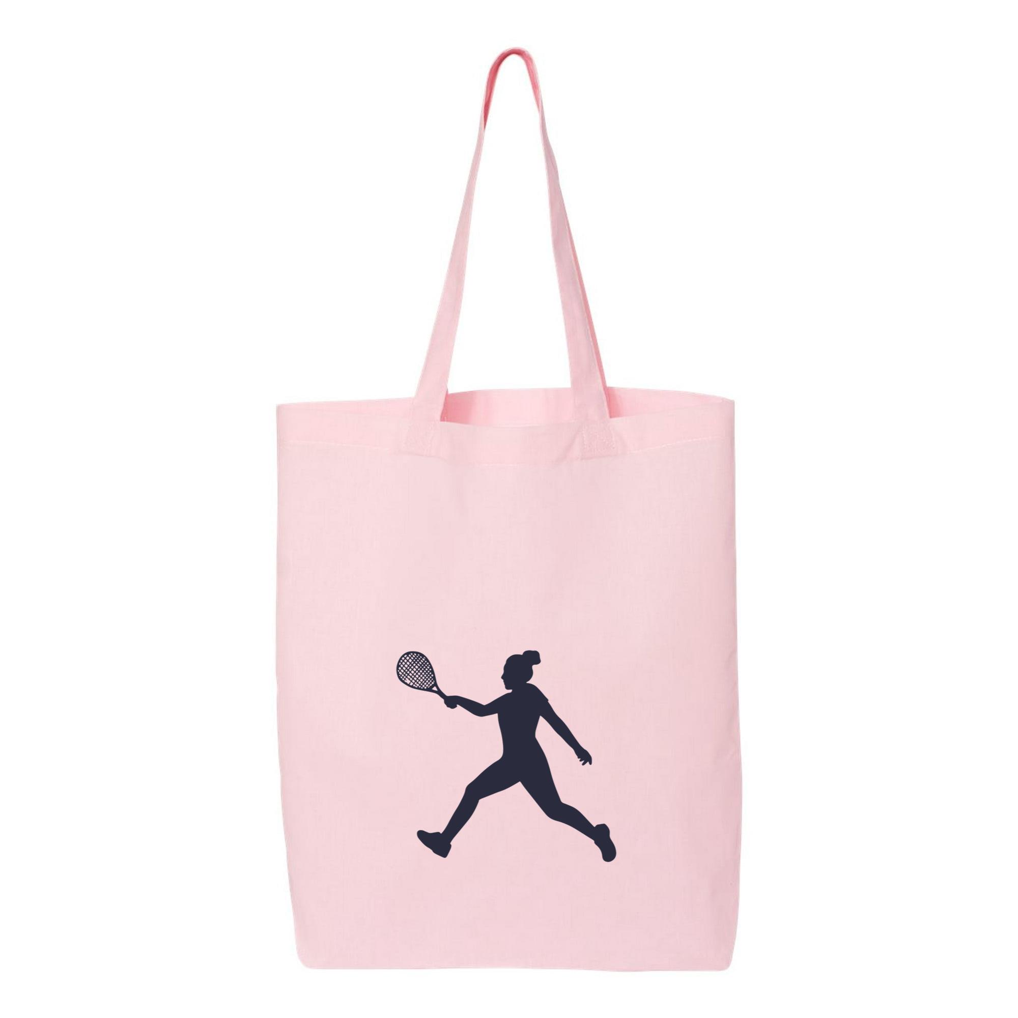 Woman Tennis Player Running Silhouette Canvas Tote Bag - Image 2