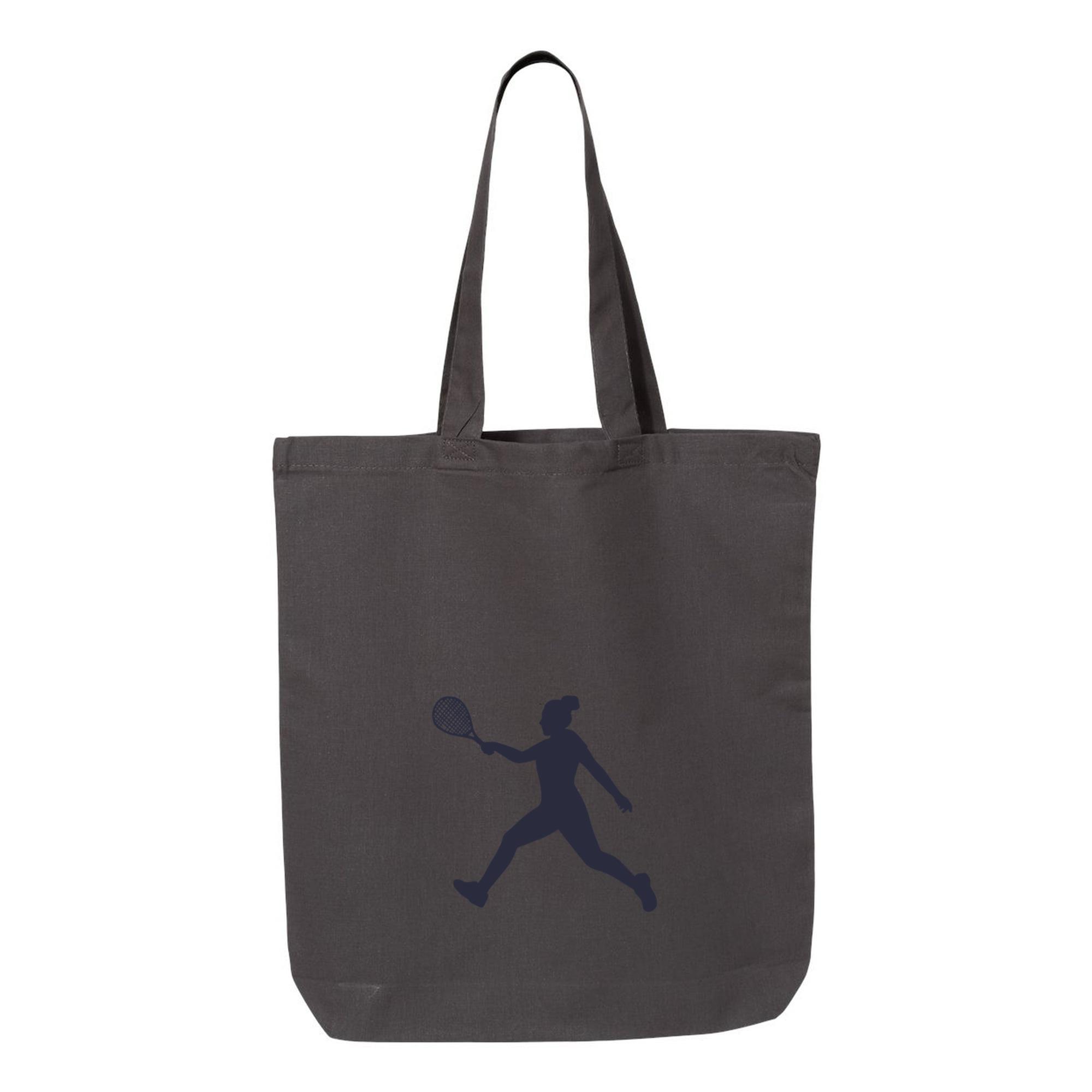 Woman Tennis Player Running Silhouette Canvas Tote Bag - Image 3