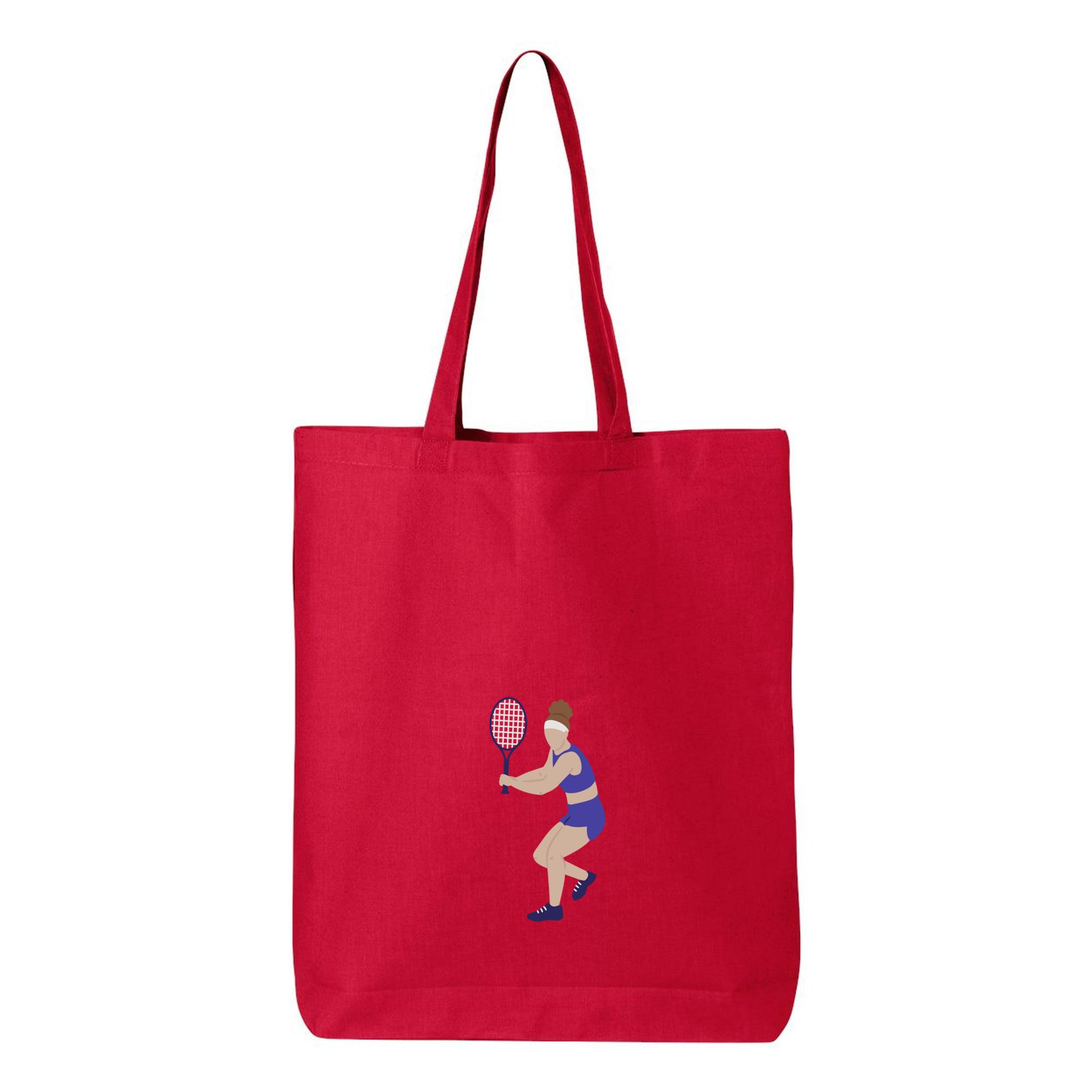 Woman With A Tennis Racket In Her Hands Canvas Tote Bag