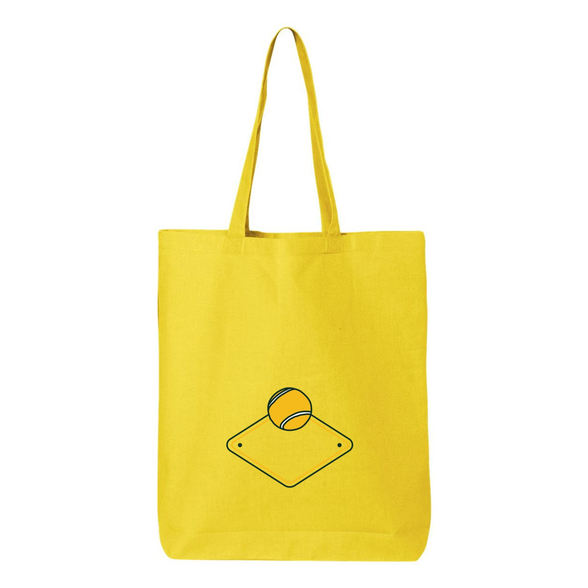 Yellow And Green Sign With A Tennis Ball On It Canvas Tote Bag - Image 4