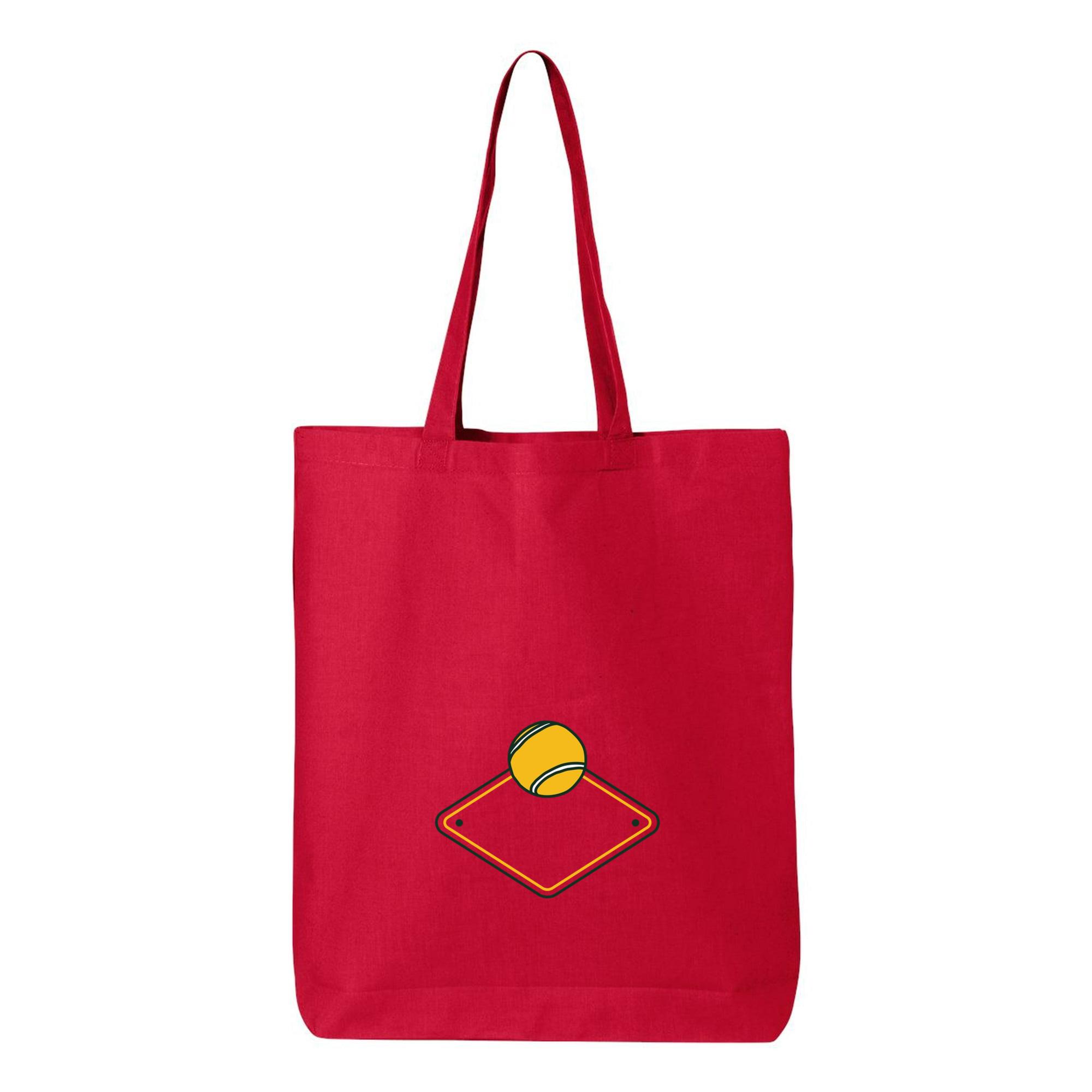 Yellow And Green Sign With A Tennis Ball On It Canvas Tote Bag 