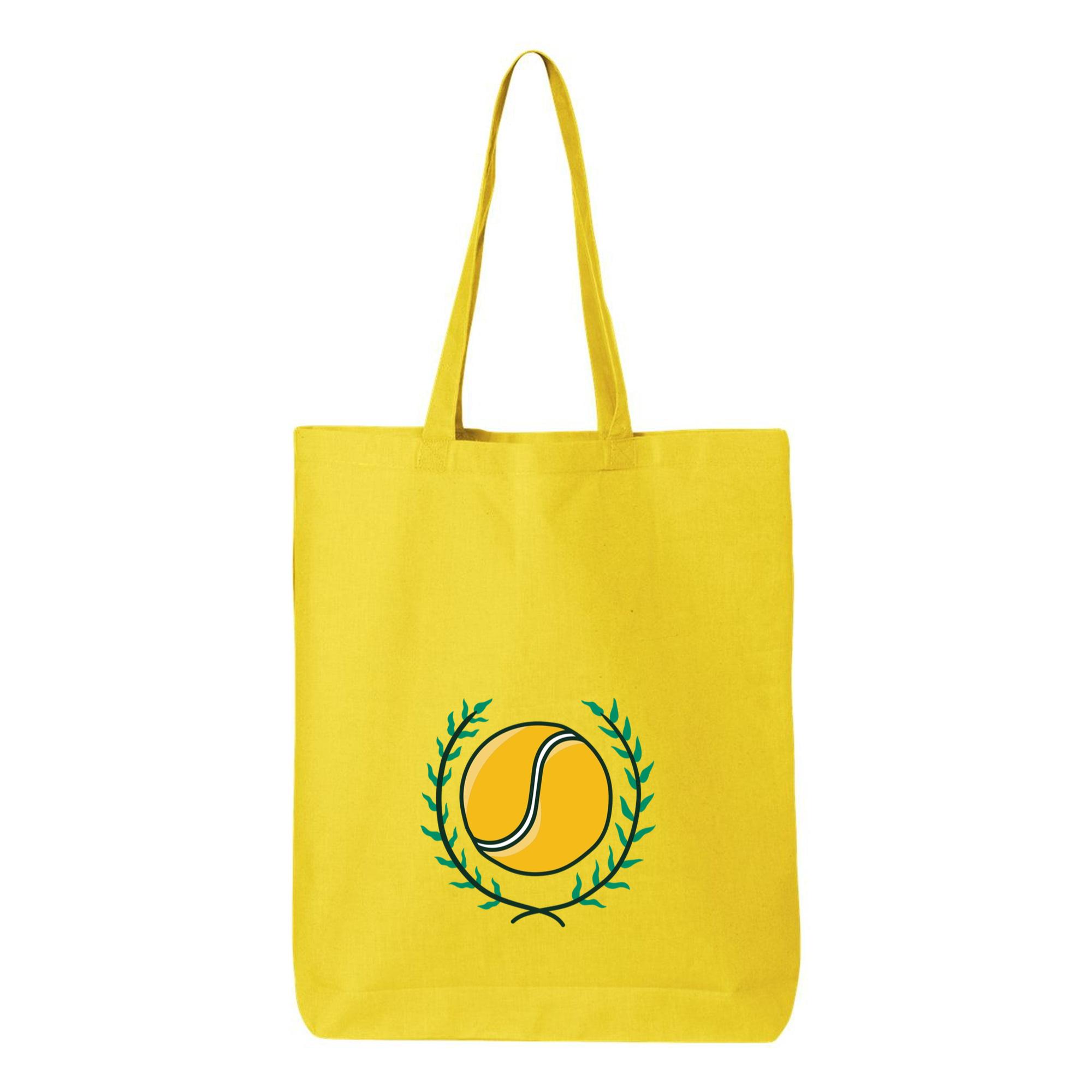 Yellow Tennis Ball Surrounded By A Laurel Wreath Canvas Tote Bag - Image 4