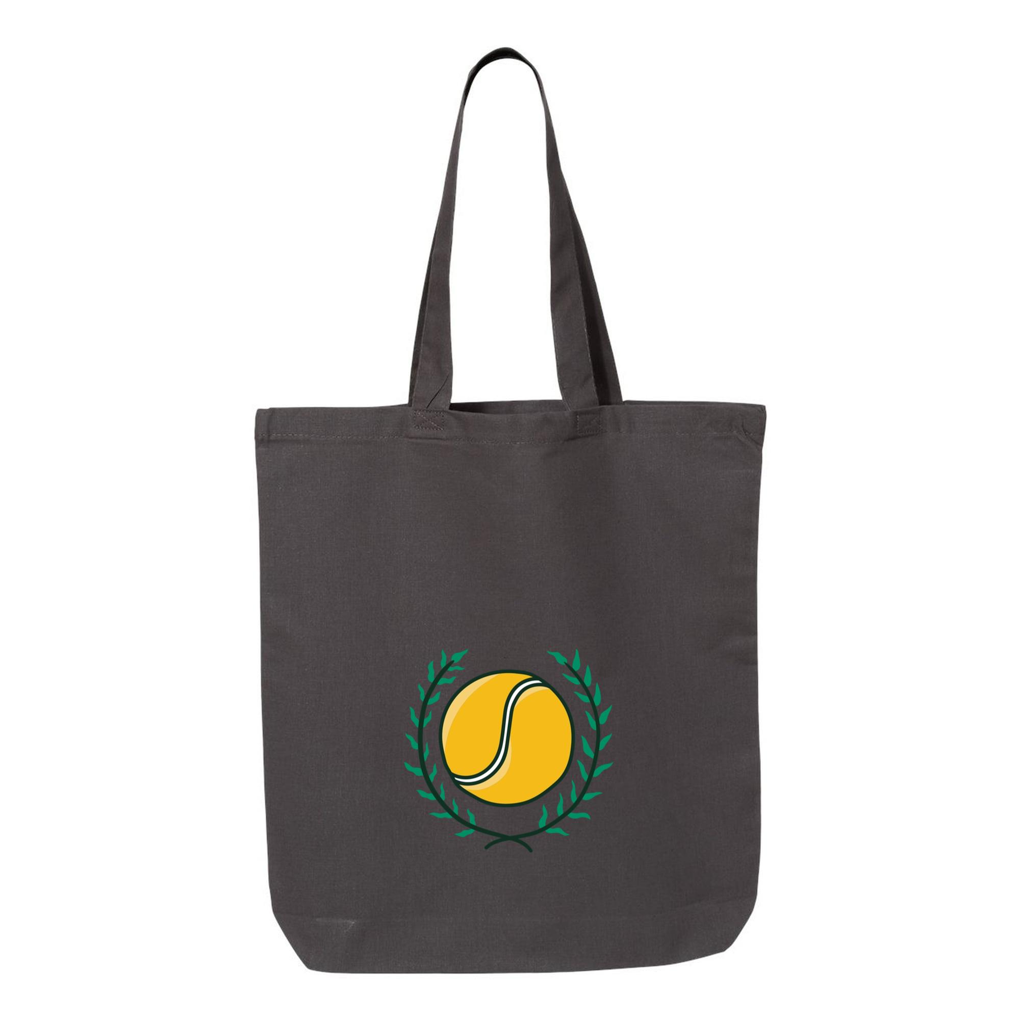 Yellow Tennis Ball Surrounded By A Laurel Wreath Canvas Tote Bag - Image 3